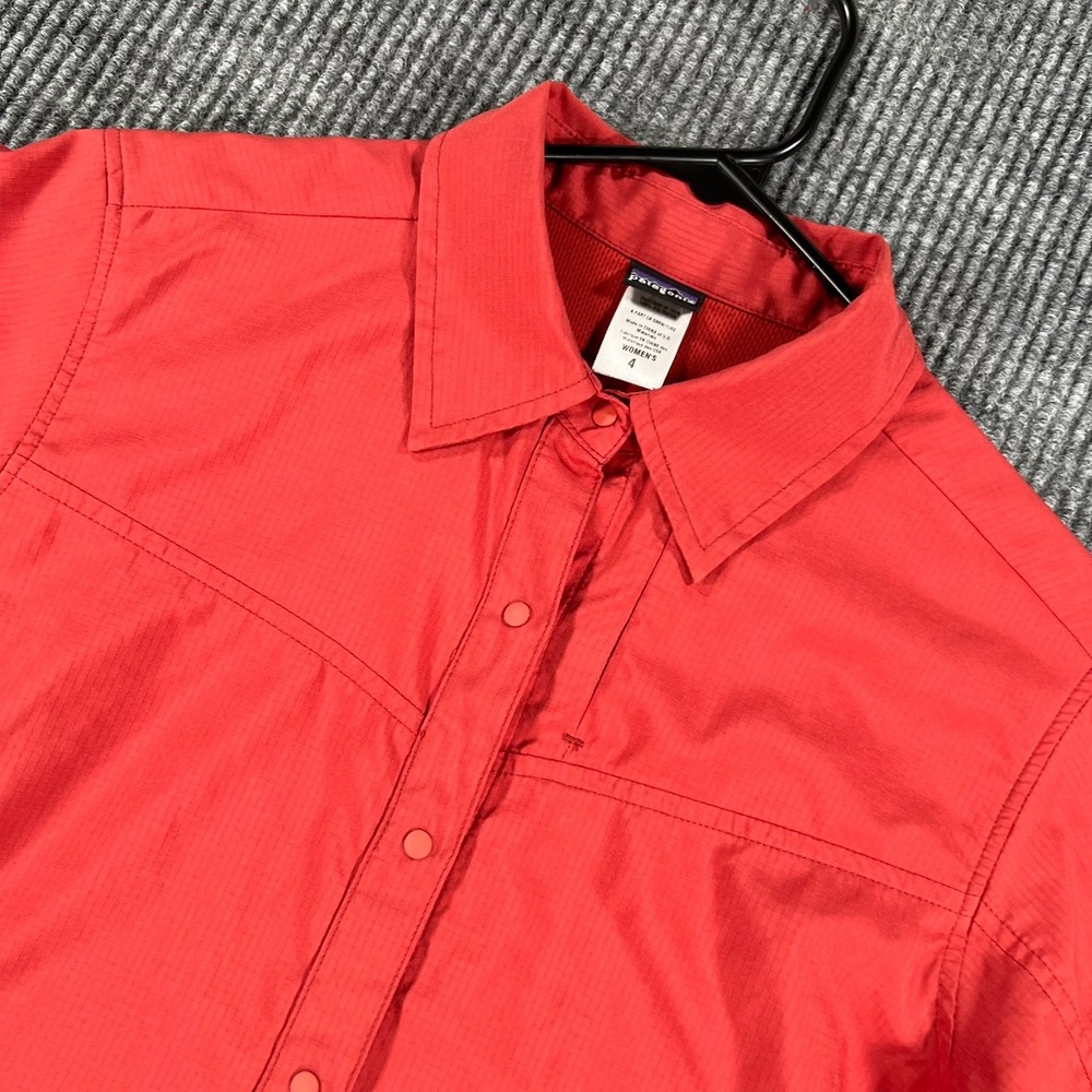 Patagonia Shirt Womens Size 4 Red Long Sleeve Button Up Outdoor Hiking Camp